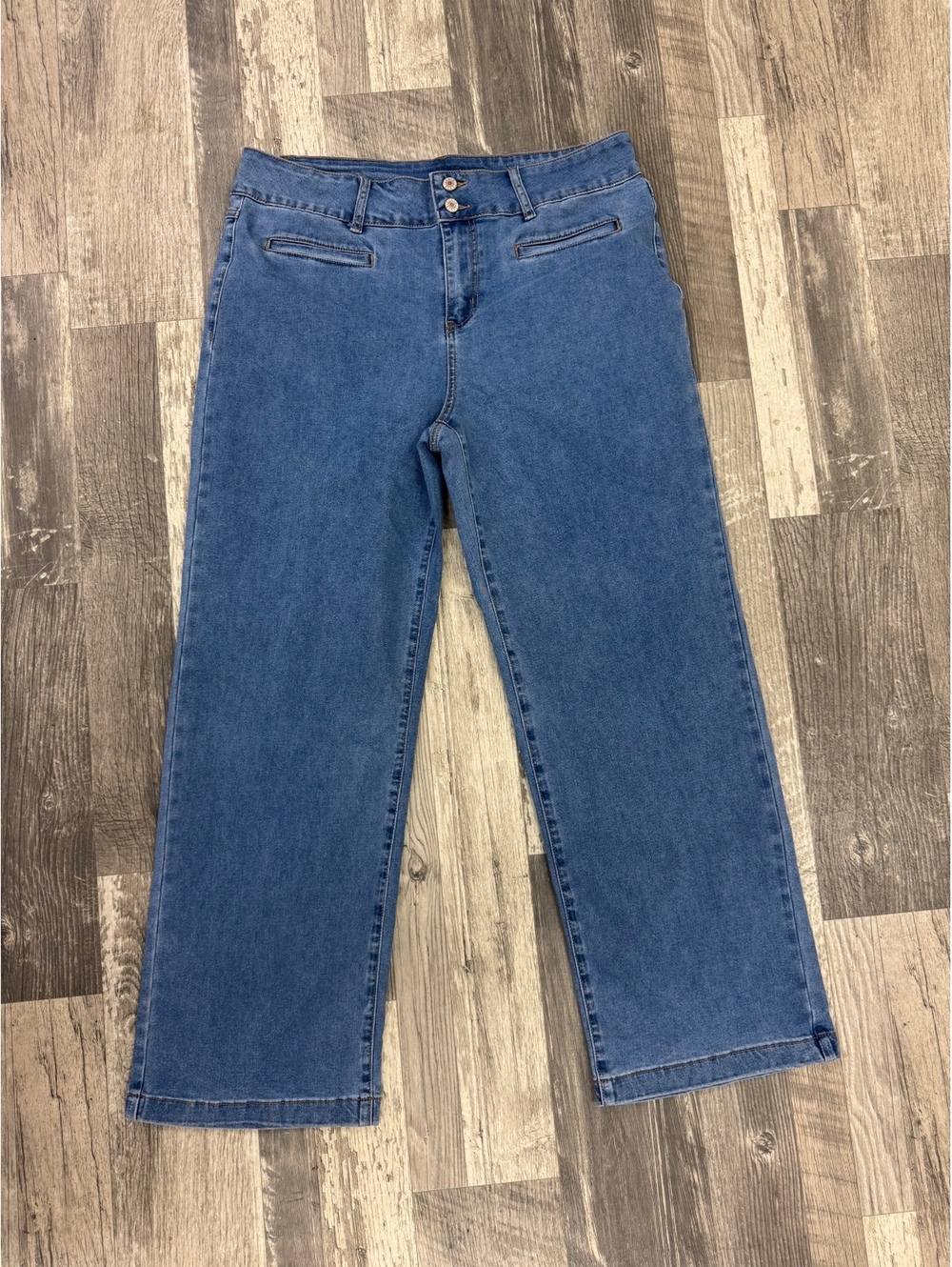 Sidefeel Women's Blue Denim Straight Jeans Size 16